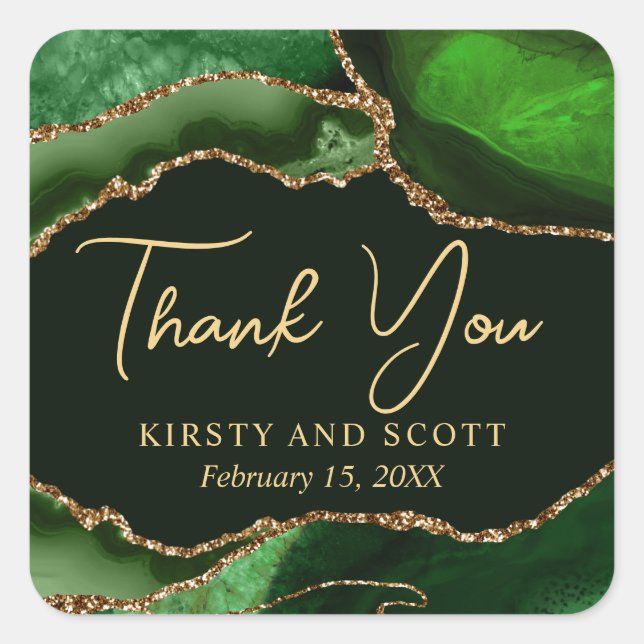 Sticker Carré Mariage d'agate de Parties scintillant Green et Go (Devant)