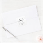Sticker Carré Mariage d'amour minimaliste Élégant blanc<br><div class="desc">Personnalisez facilement en remplaçant chaque info. Vérifiez l'aperçu avant d'ajouter au panier. Affichez le lien de collection sur cette page pour voir tous les éléments correspondants dans cette conception.</div>