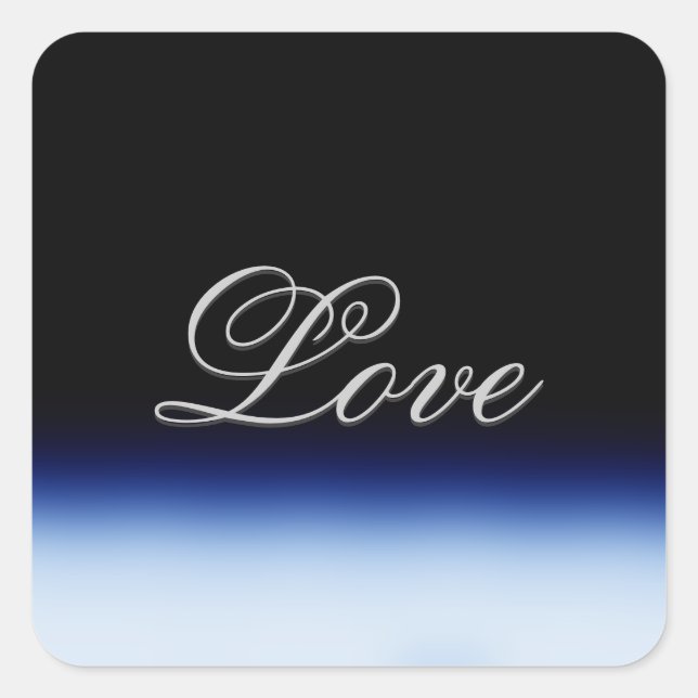 Sticker Carré Mariage d'amour noir bleu sophistiqué (Devant)