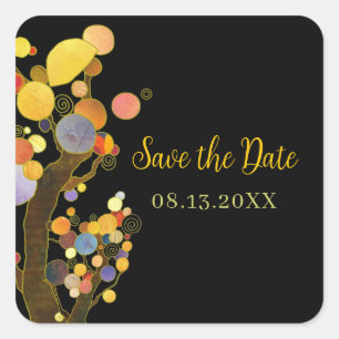 Sticker Carré Mariage dans l'arbre de luxe Enregistrer la date