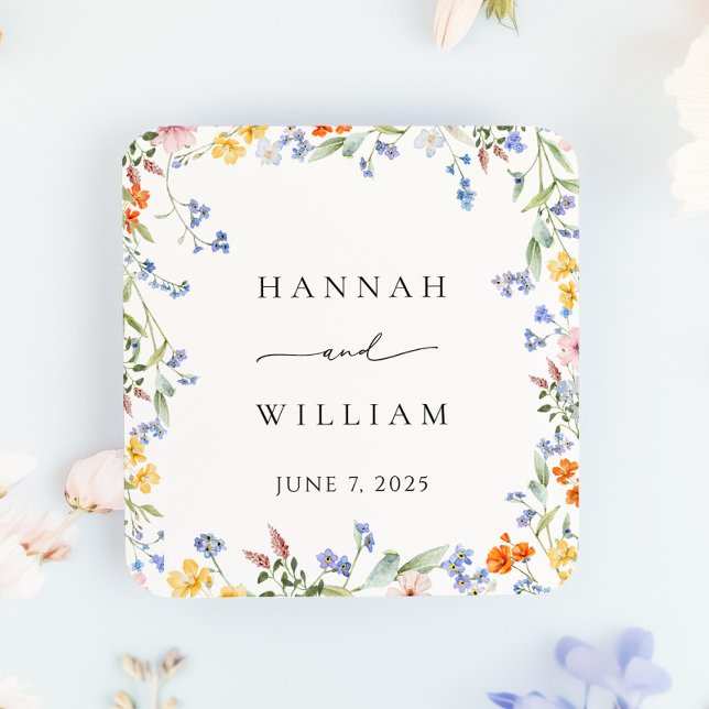 Sticker Carré Mariage dans le jardin du cadre Fleur sauvage de p (Créateur téléchargé)