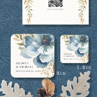 Mariage d'aquarelle d'ivoire floral bleu automne m
