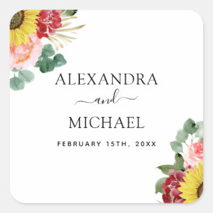 Sticker Carré Mariage d'aquarelle du pays des eucalyptus du tour