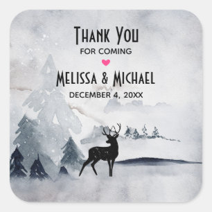 Sticker Carré Mariage d'aquarelle gris-rustique