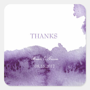 Sticker Carré Mariage d'aquarelle ultra violet élégant