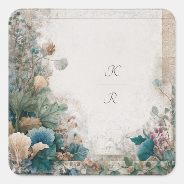 Sticker Carré Mariage d'art populaire rustique (Devant)