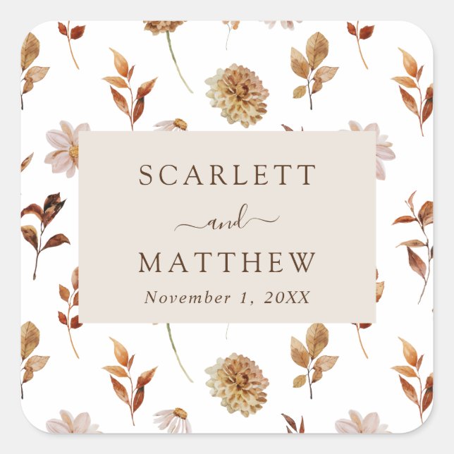 Sticker Carré Mariage d'automne (Devant)