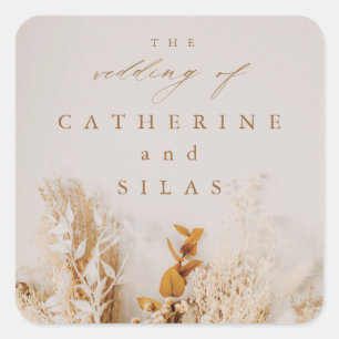 Sticker Carré Mariage de automne de fleurs séchées Boho