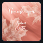 Sticker Carré mariage de automne feuille de terre cuite<br><div class="desc">Ces autocollants de remerciement mariage automnal ont un thème de couleur terre cuite avec des feuilles d'érable monochromatiques subtils accoutumant un broussailleux à arrière - plan dégradé de terre cuite - par katz_d_zynes</div>