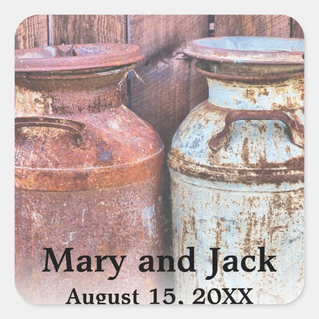 Sticker Carré Mariage de campagne à la ferme rustique ancien bud (Devant)