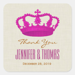 Sticker Carré Mariage de chambre de mariée Merci de couronne ROS