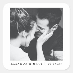 Sticker Carré Mariage de couple photo personnalisé minimaliste n