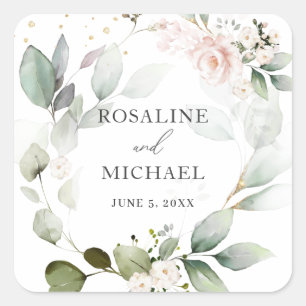 Sticker Carré Mariage de couronnes florales
