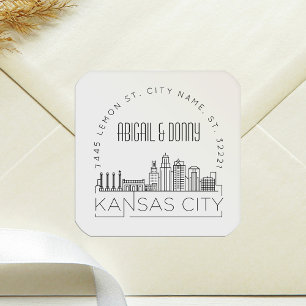 Sticker Carré Mariage de Kansas   Sceau d'enveloppe préadressé