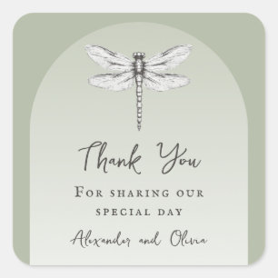 Sticker Carré Mariage de libellules de Sage Green