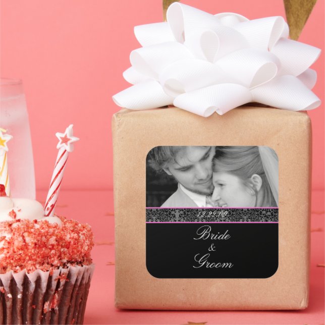 Sticker Carré Mariage de mariée et de chambre rose Trier avec vo (Fête)