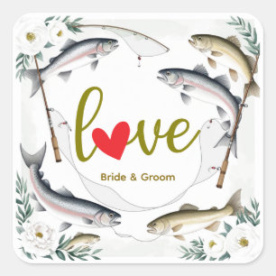 Sticker Carré Mariage de poissons sur le thème des amateurs de p