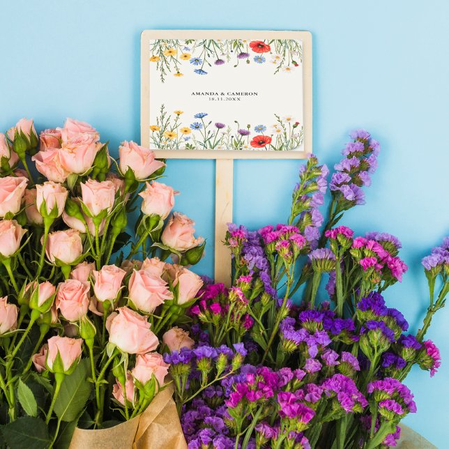 Sticker Carré Mariage de prairie sauvage de printemps (Créateur téléchargé)