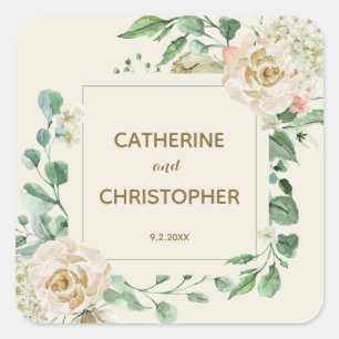 Sticker Carré Mariage de renouvellement du Vow Floral hivernal c