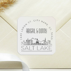 Sticker Carré Mariage de Salt Lake City   Sceau d'enveloppe