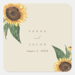 Sticker Carré Mariage de tournesol Boho