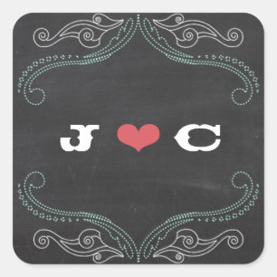 Sticker Carré Mariage de typographie de tableau de bord rustique