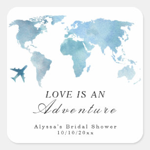 Sticker Carré Mariage de Voyage L'Amour Est Une Aventure