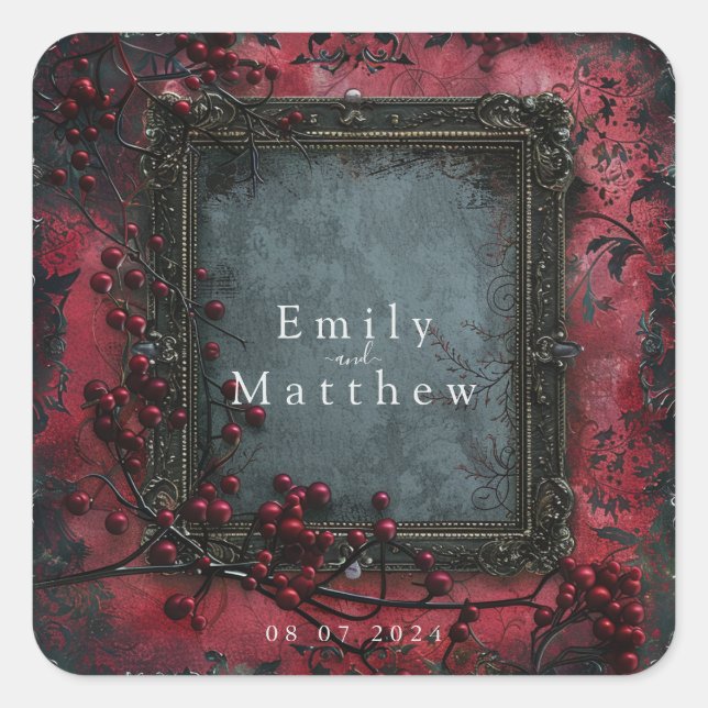 Sticker Carré Mariage d'élégance gothique victorienne (Devant)