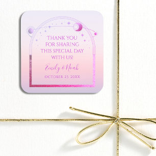 Sticker Carré Mariage des étoiles de soleil rose de coucher de s