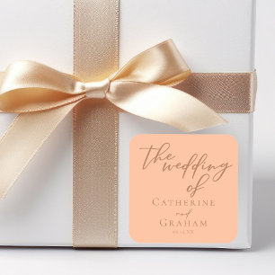 Sticker Carré Mariage d'été minimaliste de broche douce