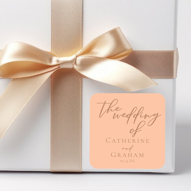 Sticker Carré Mariage d'été minimaliste de broche douce (Créateur téléchargé)