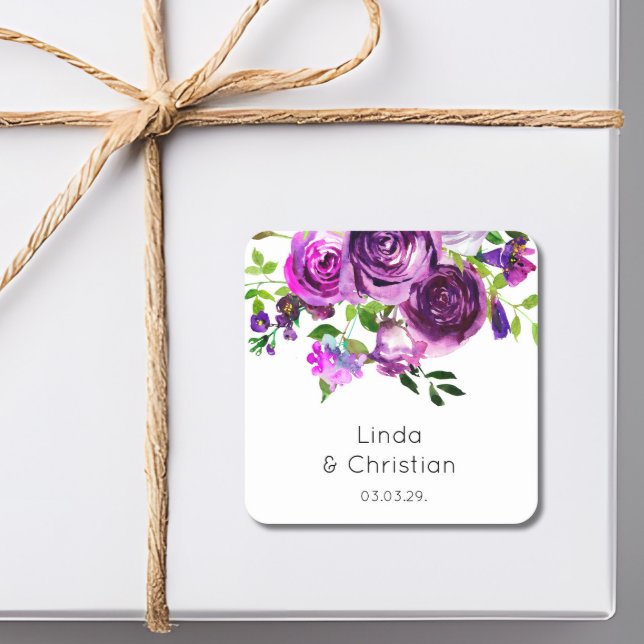 Sticker Carré Mariage d'été pourpre (Créateur téléchargé)