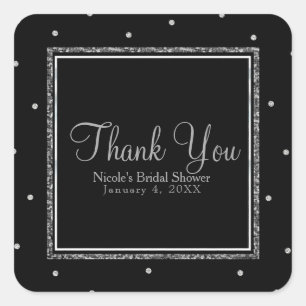 Sticker Carré Mariage d'Hiver Glam Points Argent et Blanc Soirée