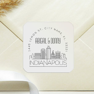 Sticker Carré Mariage d'Indianapolis   Sceau d'enveloppe préadre