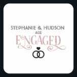 Sticker Carré mariage, douche nuptiale, Engagé, Partie d'engagem<br><div class="desc">mariage,  douche nuptiale,  Engagé,  Engagement Étiquette de vin,  Étiquette de vin,  étiquettes personnalisés,  Étiquette de vin personnalisé,  Vin,  Engagement,  Parti nuptiale,  Engagement,  Parti de l'engagement,  Parti de l'engagement</div>