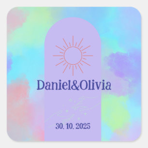 Sticker Carré Mariage doux violet profond