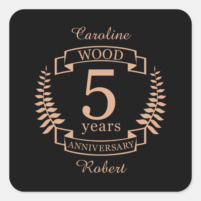 Sticker Carré Mariage du bois 5 ans (Devant)