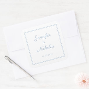Sticker Carré Mariage élégant à l'écriture Powder Blue