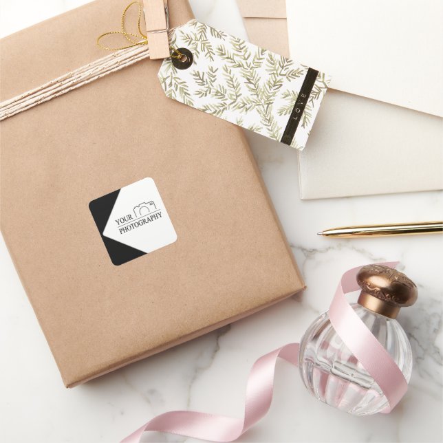 Sticker Carré Mariage élégant Ajouter une photographie personnal (Cadeaux)