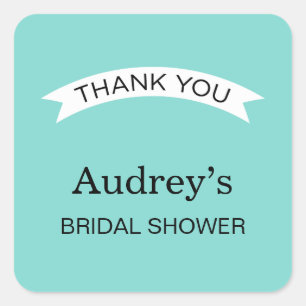 Sticker Carré Mariage élégant Aqua Blue Réception de mariage Rem