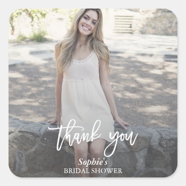 Sticker Carré Mariage Élégant avec Photo Personnalisée et Écritu (Devant)