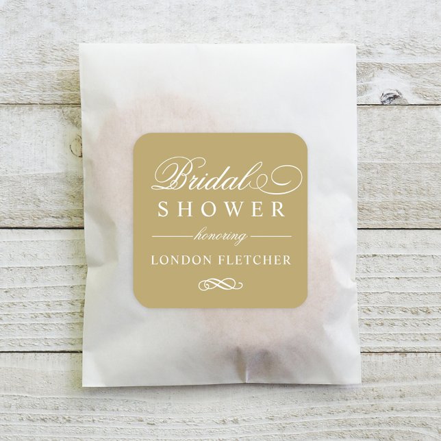 Sticker Carré Mariage Élégant Classique Or (Créateur téléchargé)