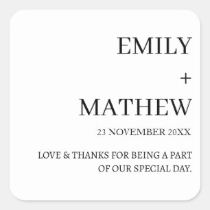 STICKER CARRÉ MARIAGE ÉLÉGANT CLASSIQUE PERSONNALISÉ MODERNE CHI