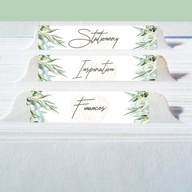 Sticker Carré Mariage Élégant Coeur Foliage Divider onglets (Stickers folded over the tabs of binder dividers)