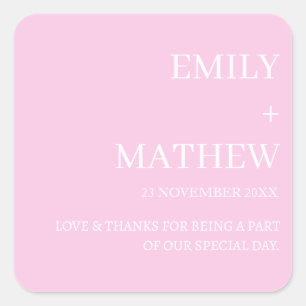 STICKER CARRÉ MARIAGE ÉLÉGANT MODERNE PERSONNALISÉ CLASSIQUE DE