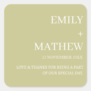 STICKER CARRÉ MARIAGE ÉLÉGANT MODERNE PERSONNALISÉ CLASSIQUE STY