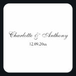 Sticker Carré Mariage Élégant Script Creative Black White<br><div class="desc">Ce modèle peut être customisé pour répondre à tous les métiers professionnels.</div>
