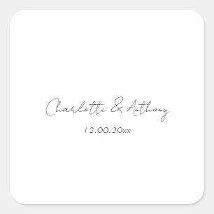 Sticker Carré Mariage Élégante calligraphie Créative Noir Blanc