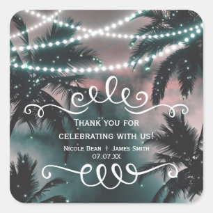Sticker Carré Mariage Enchanted Night Sky Soirée Lumières de pla