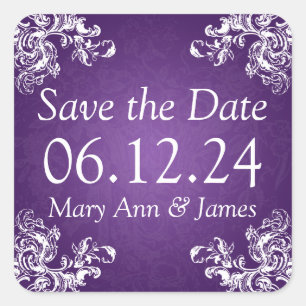 Sticker Carré Mariage Enregistrer La Date Vintage Frotles 2 Viol